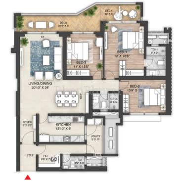 3BHK ,Prestige Oakwood | Dhanbhumi